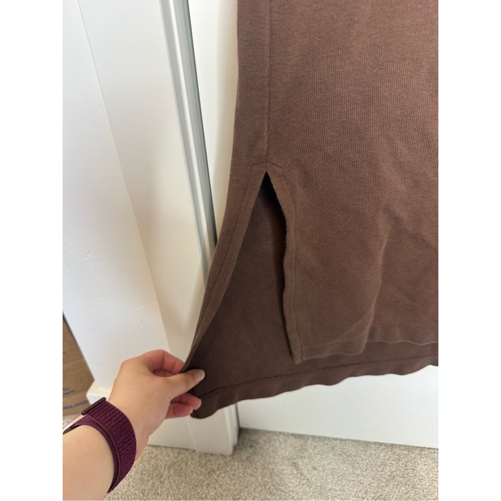 Twothirds Brown Organic Cotton Turtleneck Sweatshirt Midi Dress Size Small — image 3 of 6